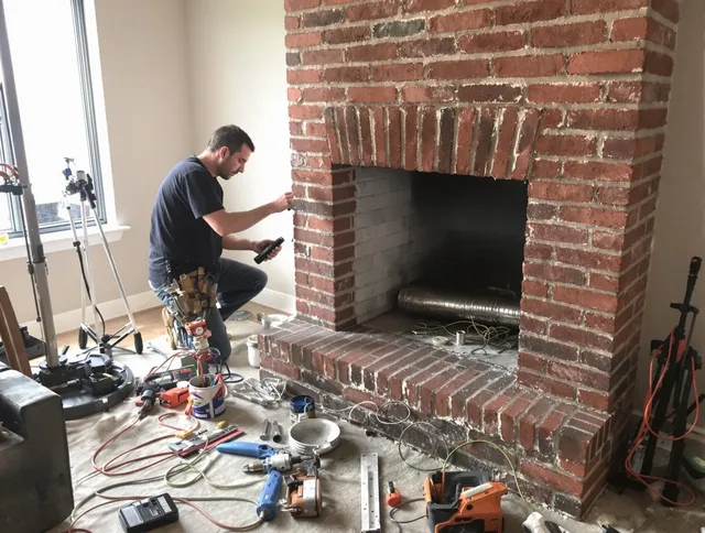 Warrensville Heights Chimney Sweep specialist finalizing chimney liner service in Warrensville Heights, OH