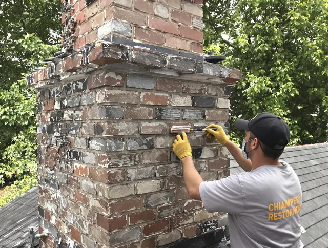 In-progress chimney restoration by Warrensville Heights Chimney Sweep in Warrensville Heights, OH