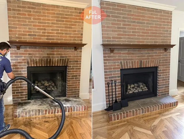 Warrensville Heights Chimney Sweep carefully sanitizing a fireplace in Warrensville Heights, OH