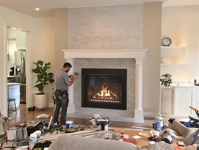 Newly installed fireplace by Warrensville Heights Chimney Sweep in Warrensville Heights, OH